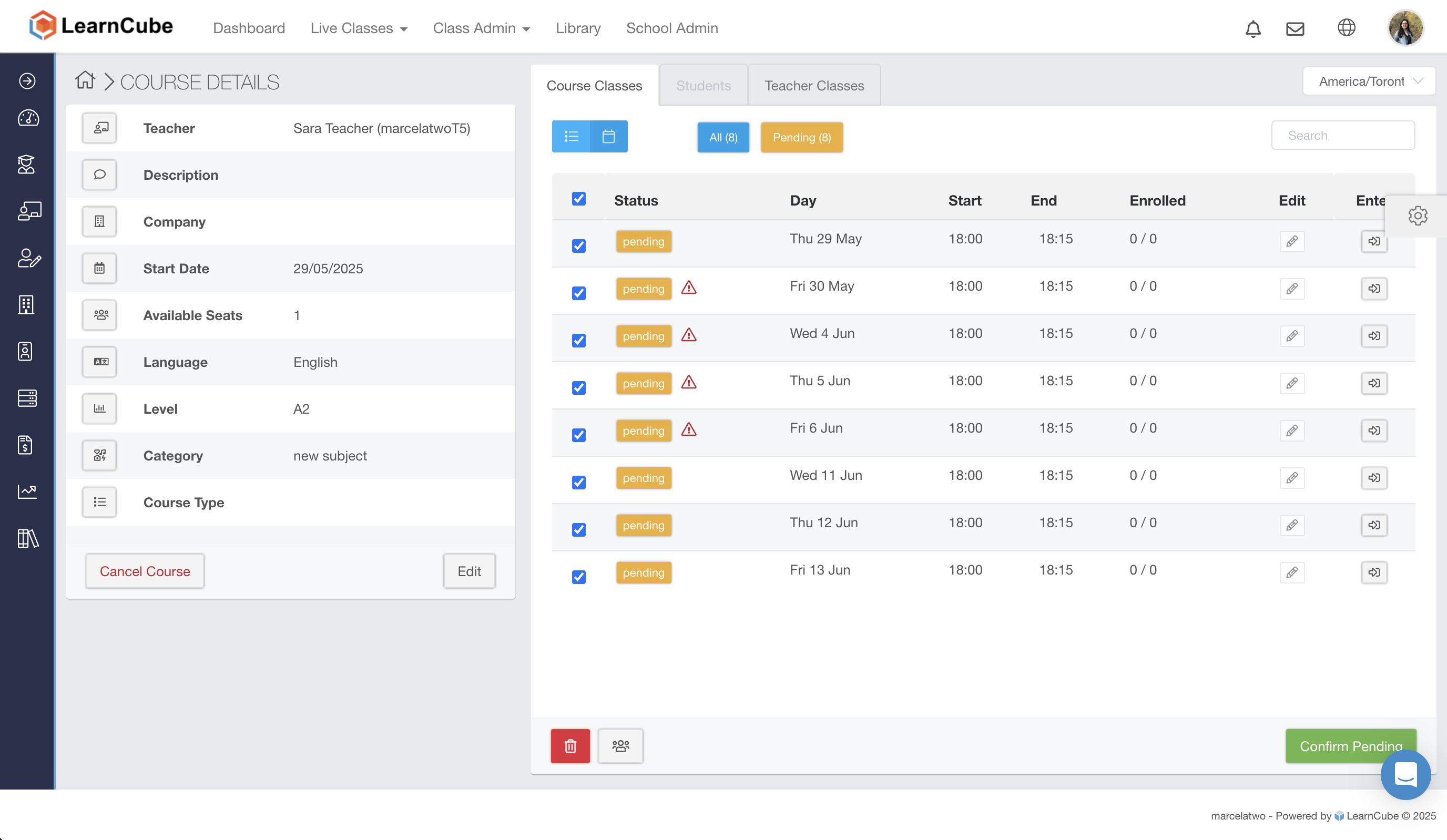 Detect classes conflict when scheduling classes