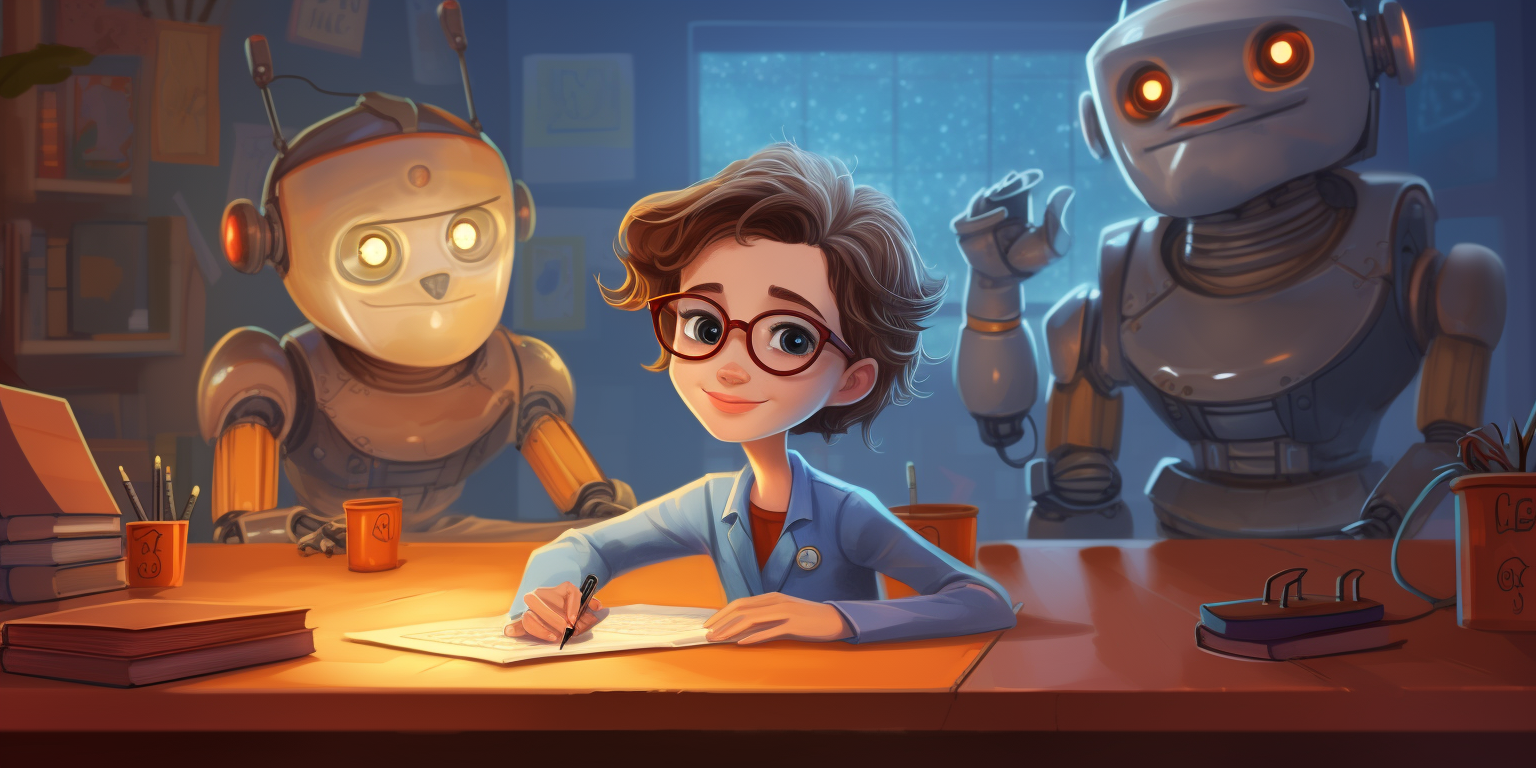 Teacher illustration of classroom and ai