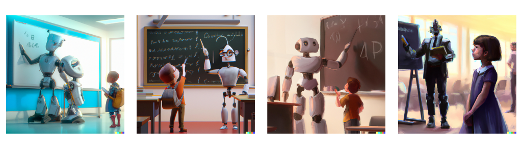 image of student robot teacher learning